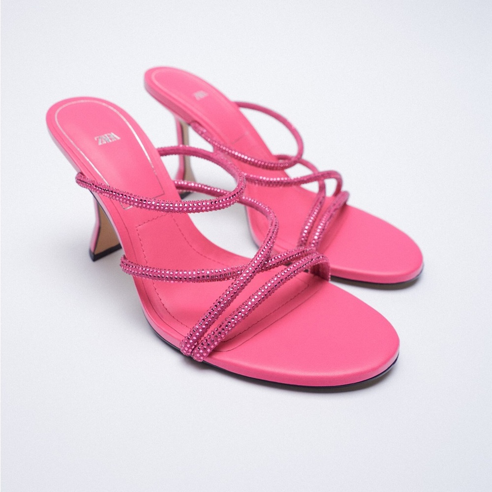 HEELED SANDALS WITH RHINESTONE STRAPS